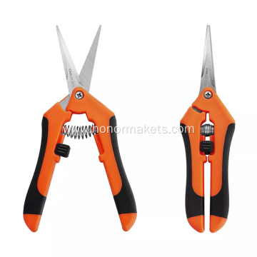 Professional garden direct shear Stainless Steel orange Elbow Straight Head Sharp Blade garden tree pruner